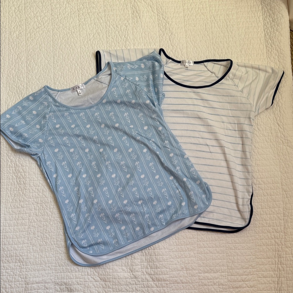 LAKE! 2 short sleeve lake pajama tops.